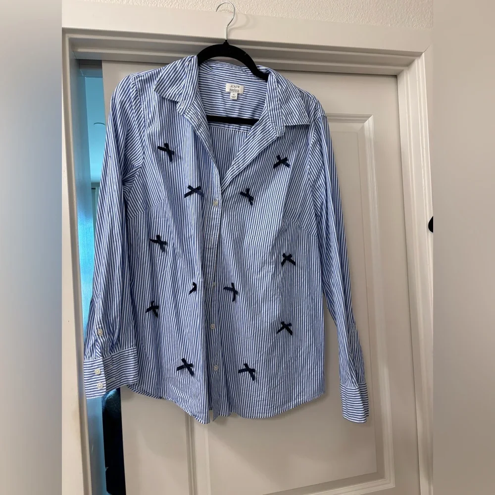 Jcrew striped button up with bows